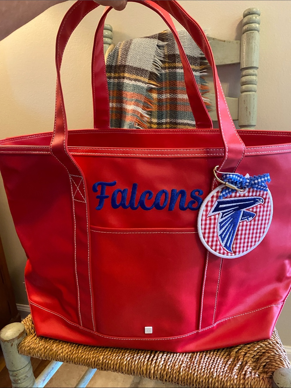 Red Falcons Embroidered Water Resistant Travel Bag- Game Day
